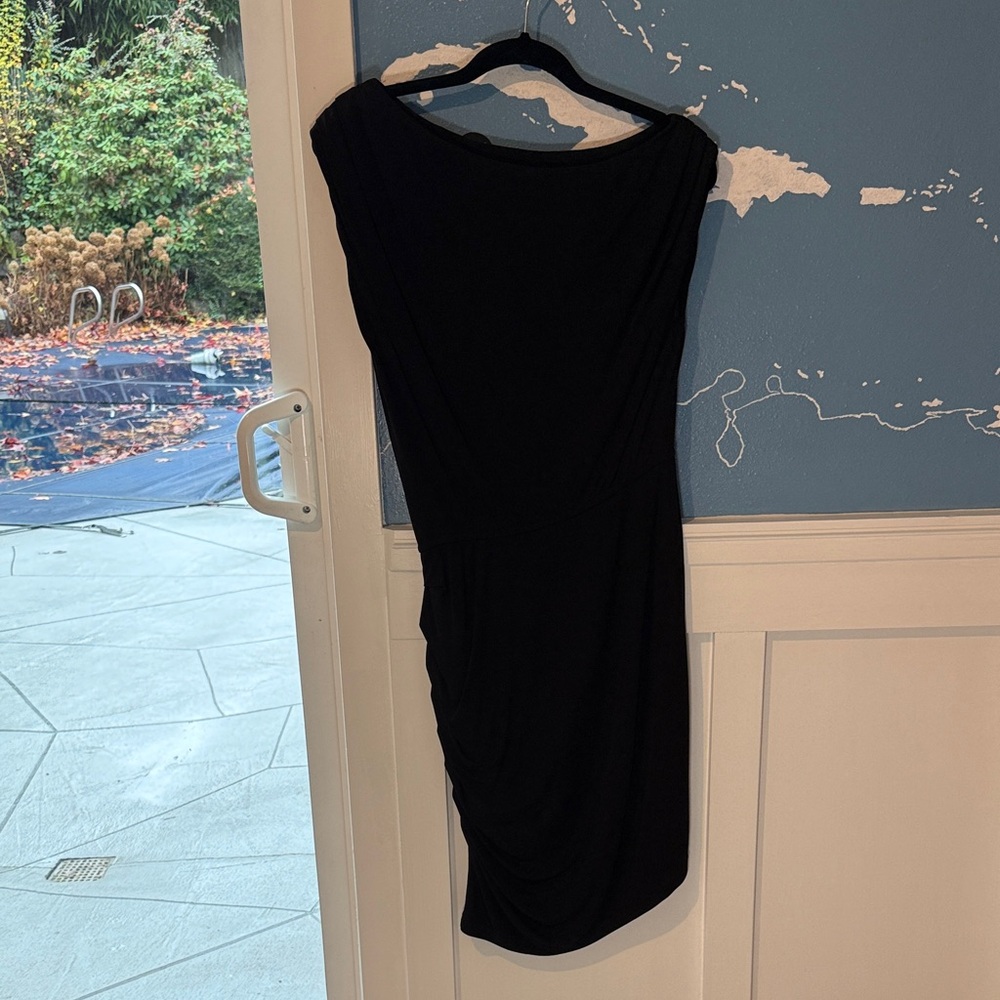 Halston Heritage Asymmetrical MIDI Black Dress